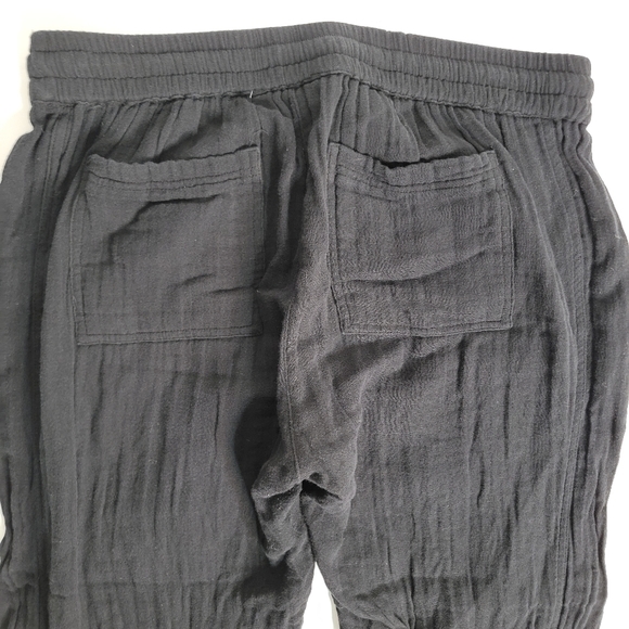 Michael Stars Sz S Crinckle Jogger Pants Black Pockets Drawstring - Picture 7 of 7